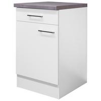 Küchenunterschrank Weiß - Edelstahlfarben/Weiß, MODERN, Holzwerkstoff/Metall (50/86/60cm) - FlexWell