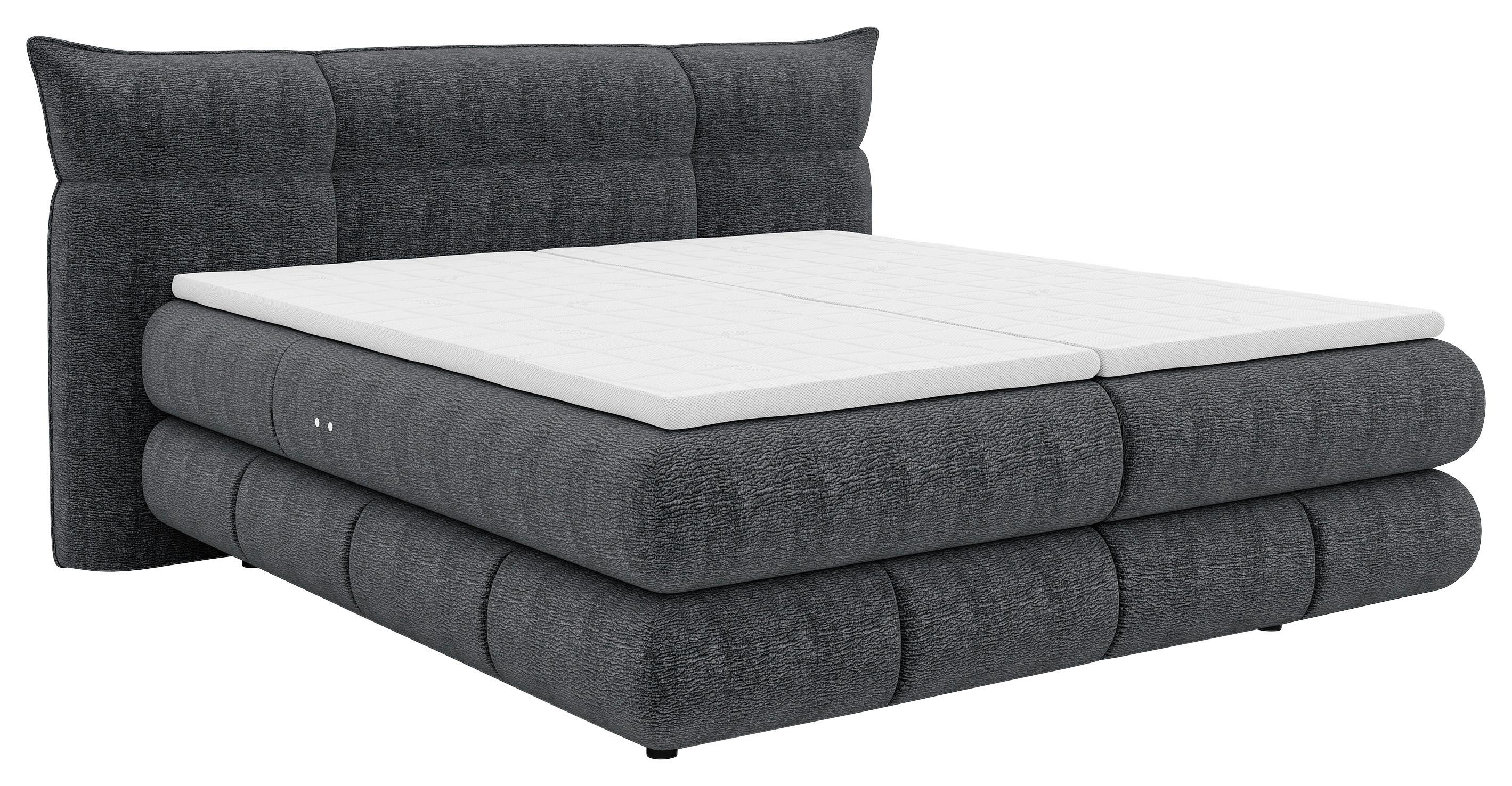 Boxspring Postelja Auris - črna/barve grafita, Konvencionalno, umetna masa/tekstil (180/200cm) - Sembella