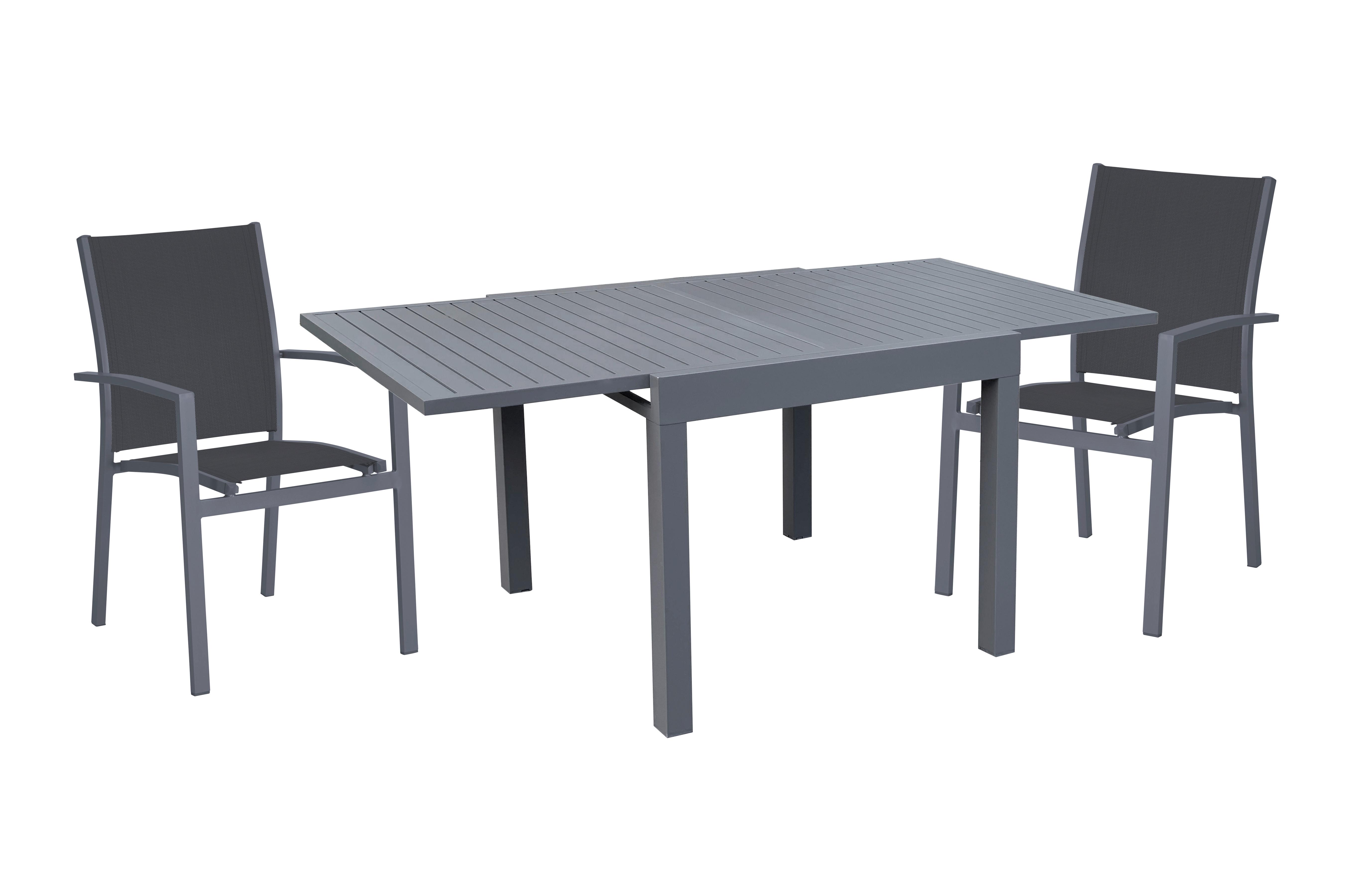 Gartenset Elena 3-tlg. Dunkelgrau - Dunkelgrau, Basics, Kunststoff/Metall (61/89/56,5cm) - Gardenson