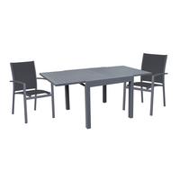 Gartenset Elena 3-tlg. Dunkelgrau - Dunkelgrau, Basics, Kunststoff/Metall (61/89/56,5cm) - Gardenson