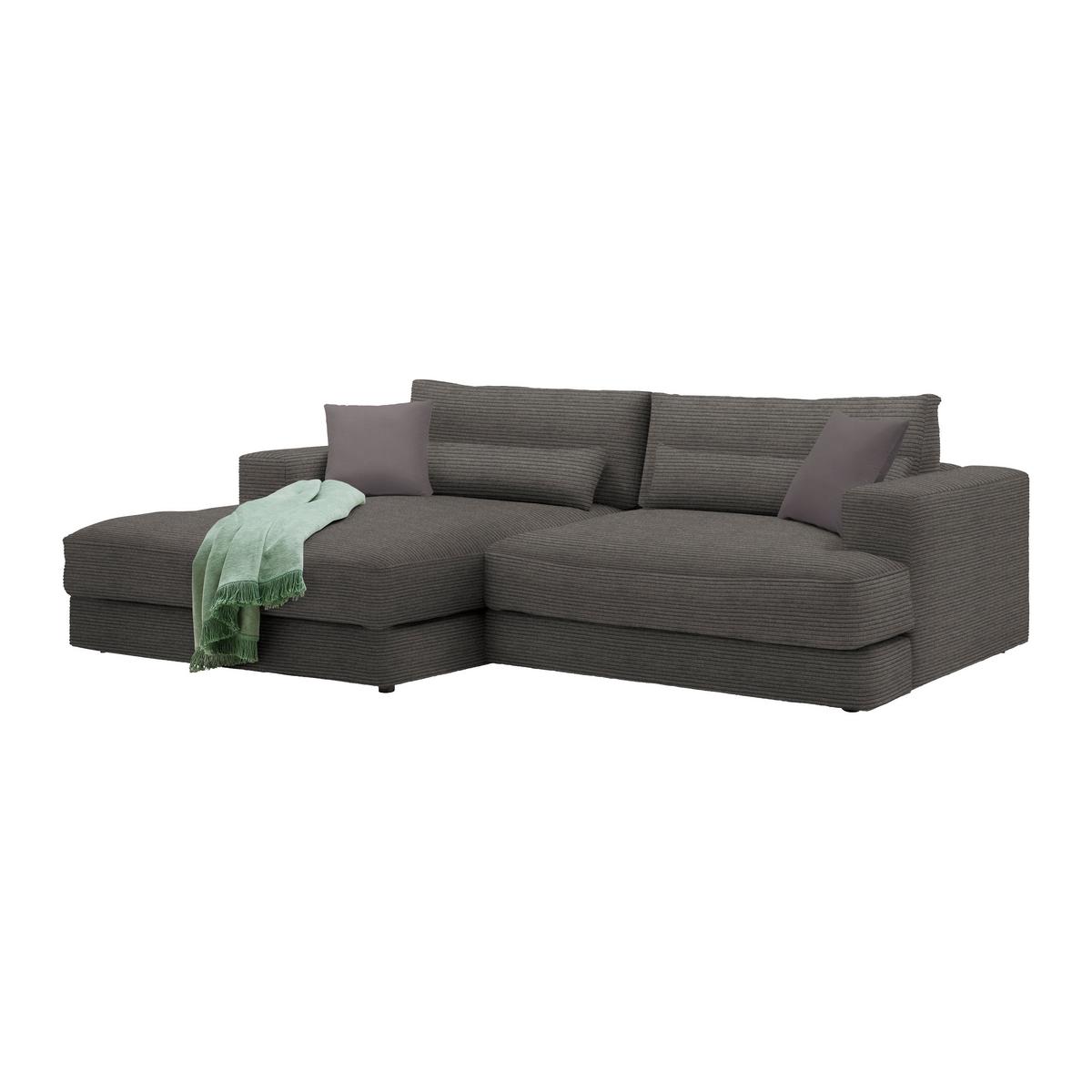 Ecksofa Fabiona links Braun - Schwarz/Braun, MODERN, Holz/Kunststoff (194/85/268cm) - Premium Living