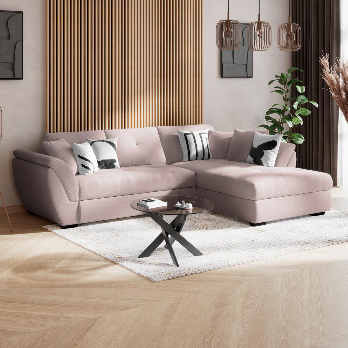 Kutna Garnitura Berisso - crna/sivo-bež, Konvencionalno, tekstil (278/187cm) - Ondega