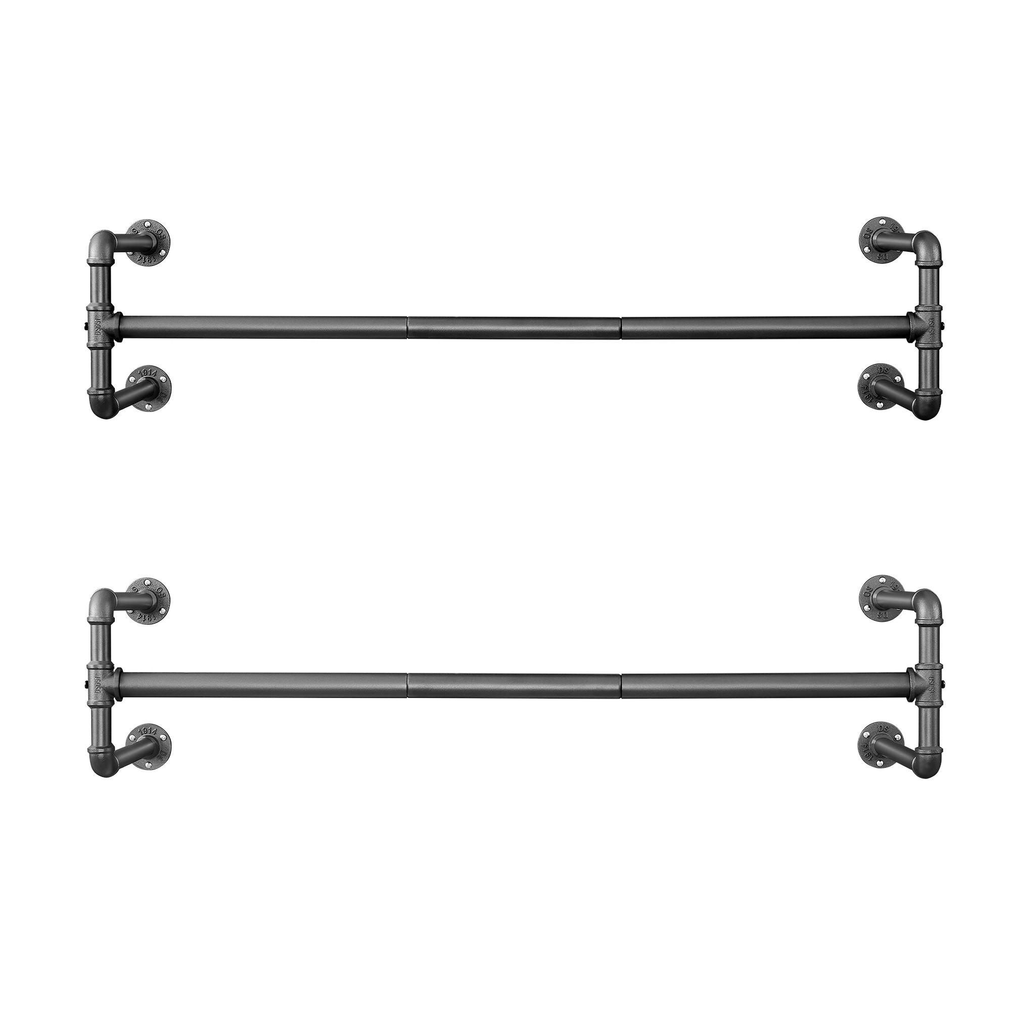 Wandgarderobe Schwarz, 2 Stück - Schwarz, Basics, Metall (30/112cm)