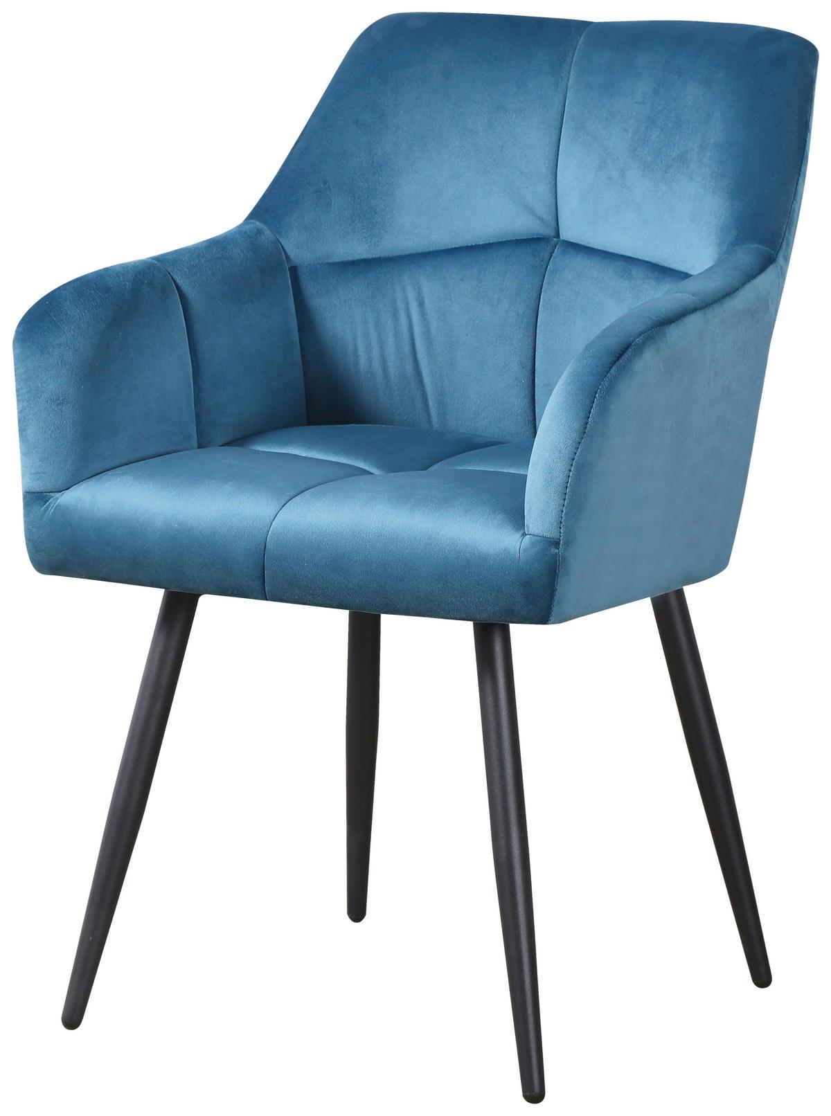 Stol Clair, Modra, Črna - modra/črna, Moderno, kovina/tekstil (60/86/62cm)