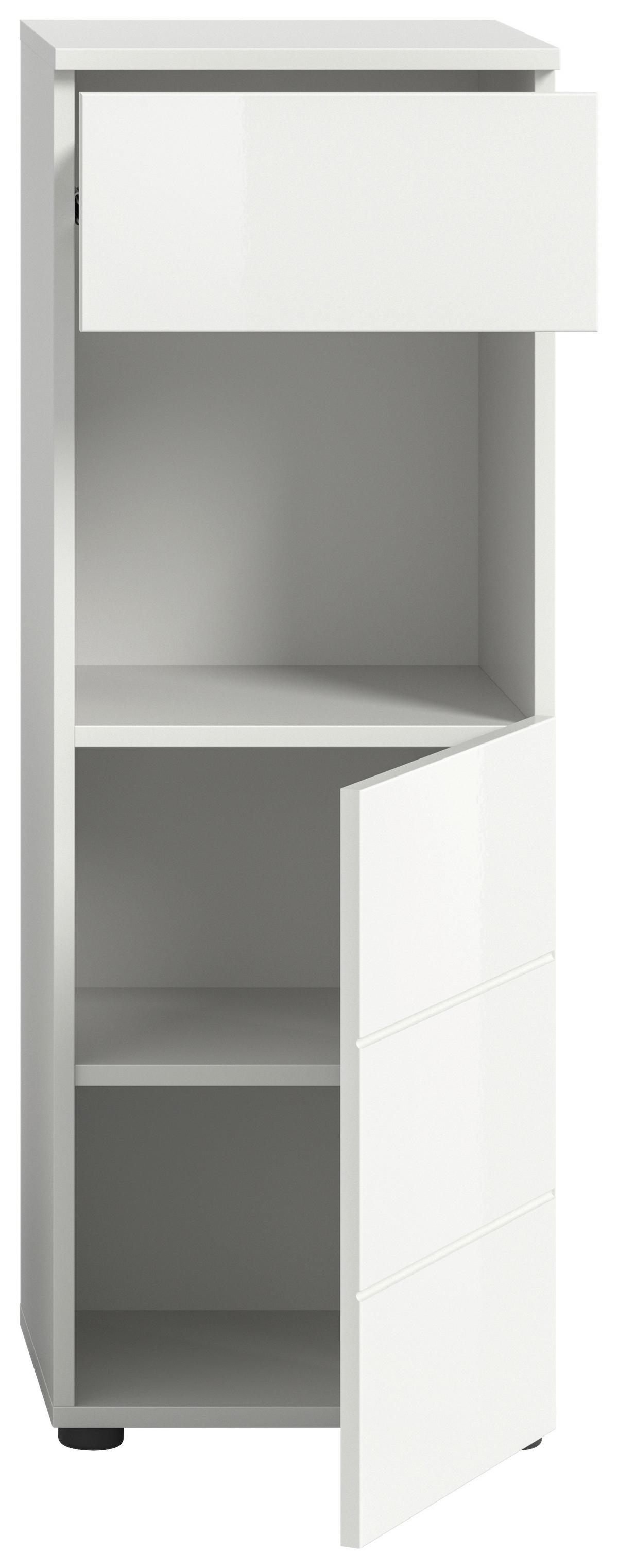 Midischrank Vira ca. 38x106x34 cm Weiß - Weiß Hochglanz/Schwarz, MODERN, Holzwerkstoff (38/106/34cm) - MID.YOU