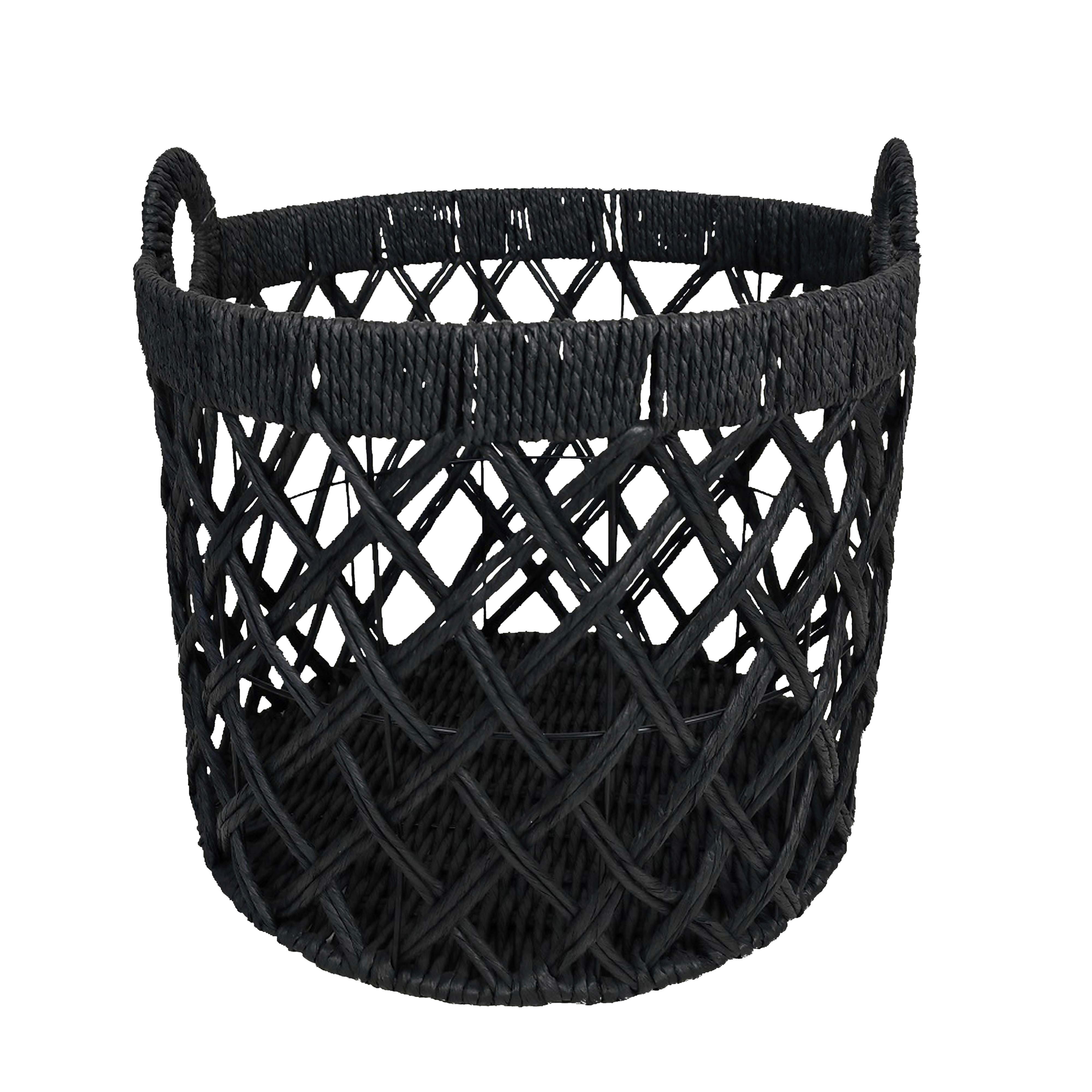 Korb Charly in Schwarz - Schwarz, MODERN, Papier/Metall (30/35cm) - Modern Living