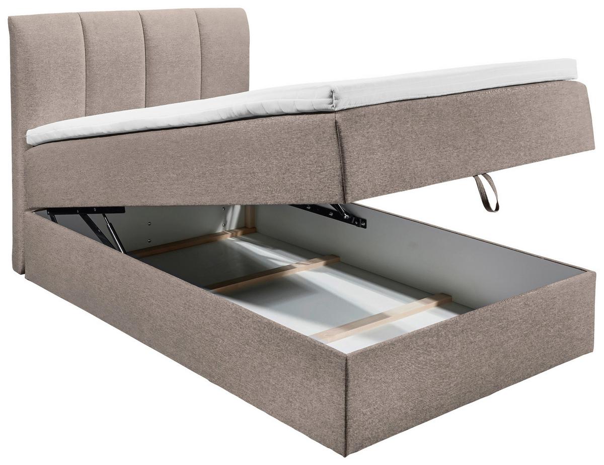 Boxspringbett Granada ca. 120x200 cm Schlammfarben - Schlammfarben/Schwarz, Basics, Kunststoff/Textil (120/200cm) - MID.YOU
