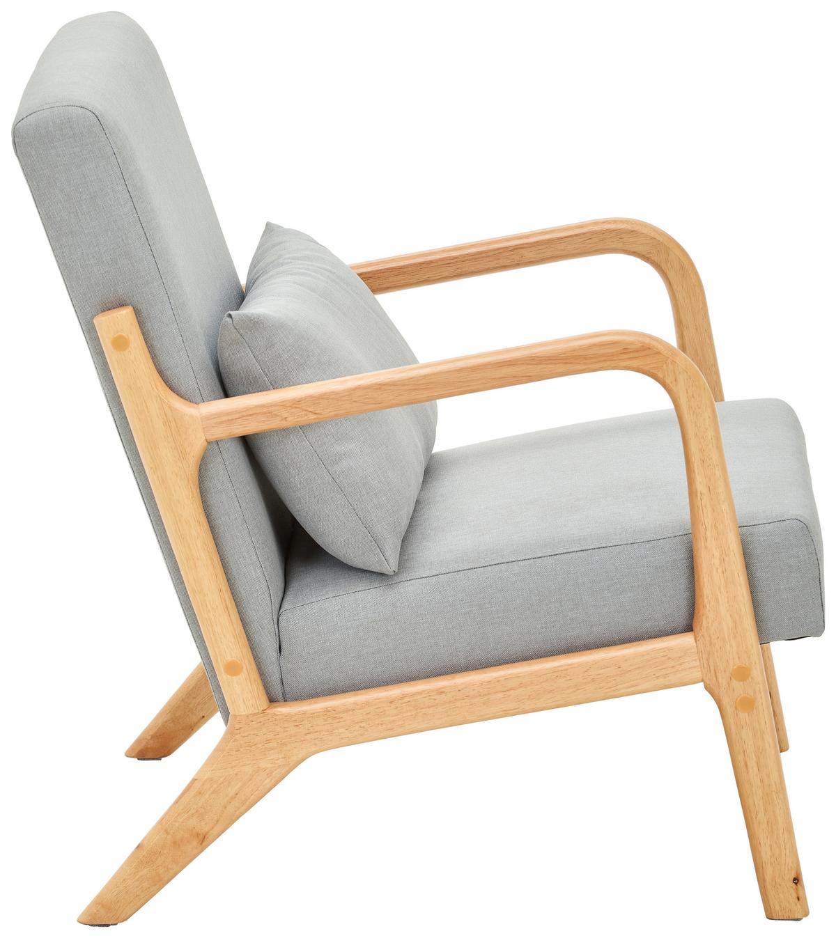 FOTEL JEAN - kolor naturalny/szary, Modern, tkanina/drewno (73/76/60cm) - Livetastic