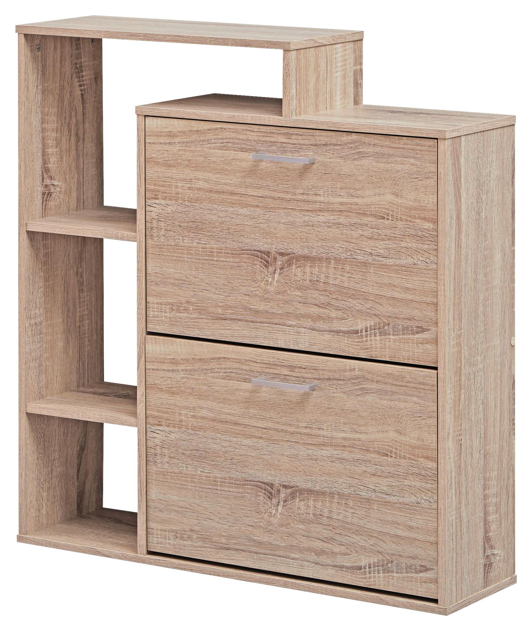 Schuhkipper Samo ca.85xx93x24cm Eiche - Silberfarben/Sonoma Eiche, MODERN, Holzwerkstoff/Metall (85/93/24cm) - MID.YOU