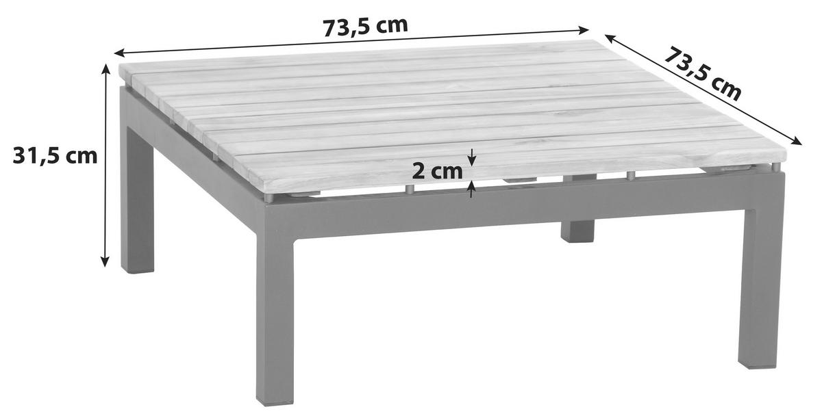 Loungetisch Alvida Teakholz /Schwarz B: ca. 73,5 cm - Anthrazit/Teakfarben, MODERN, Holz/Metall (73,5/73,5/31,5cm) - Siena Garden