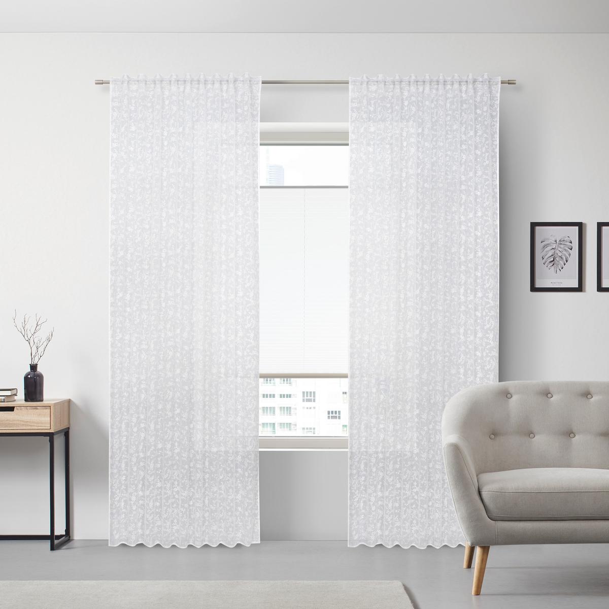 Fertigvorhang Raphaela in Weiss ca.140x245cm - Weiss, Romantik / Landhaus, Textil (140/245cm) - Zandiara