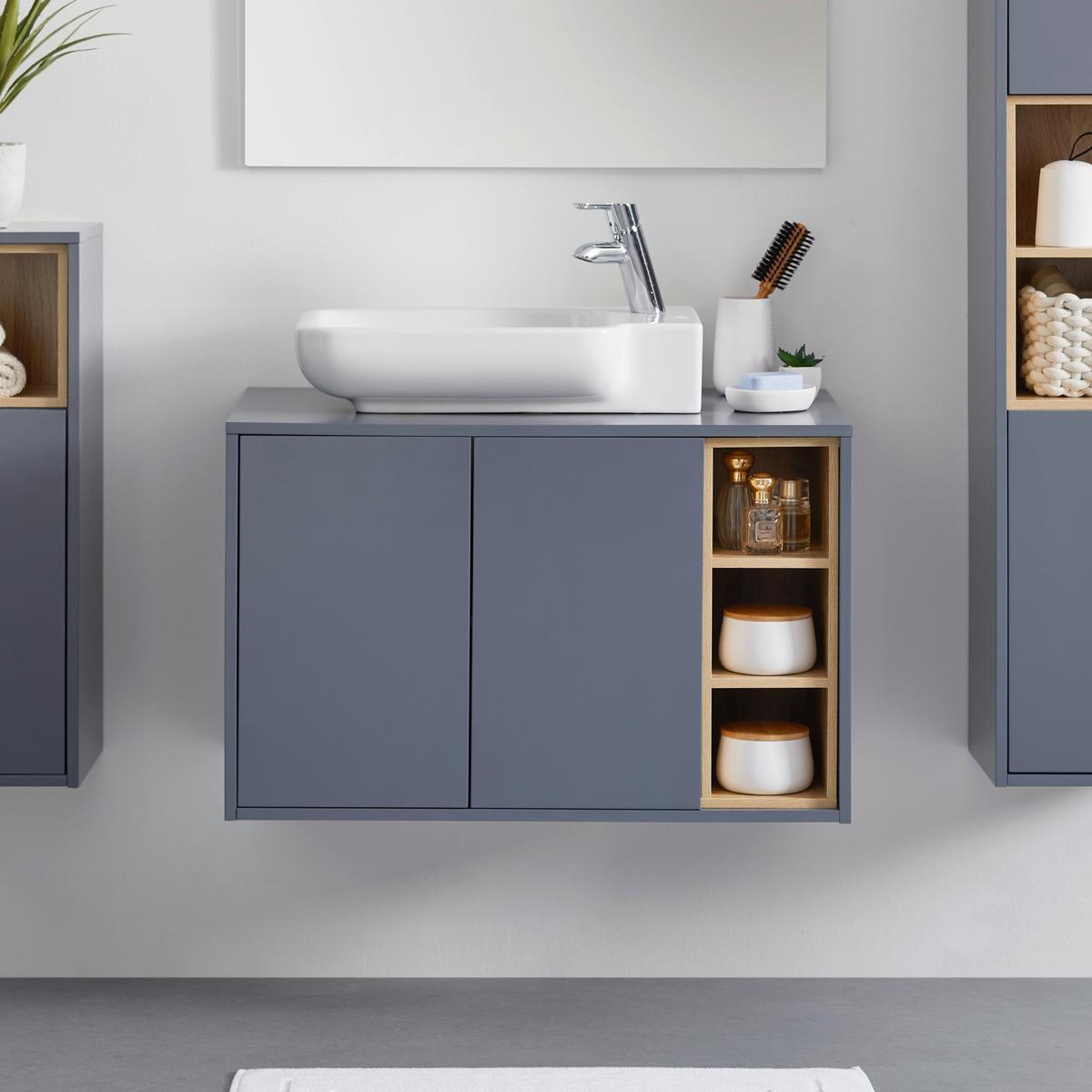 SZAFKA POD UMYWALKĘ LUCIANO - kolor naturalny/szary, Modern, drewno (80/51/47,3cm) - Bessagi Home