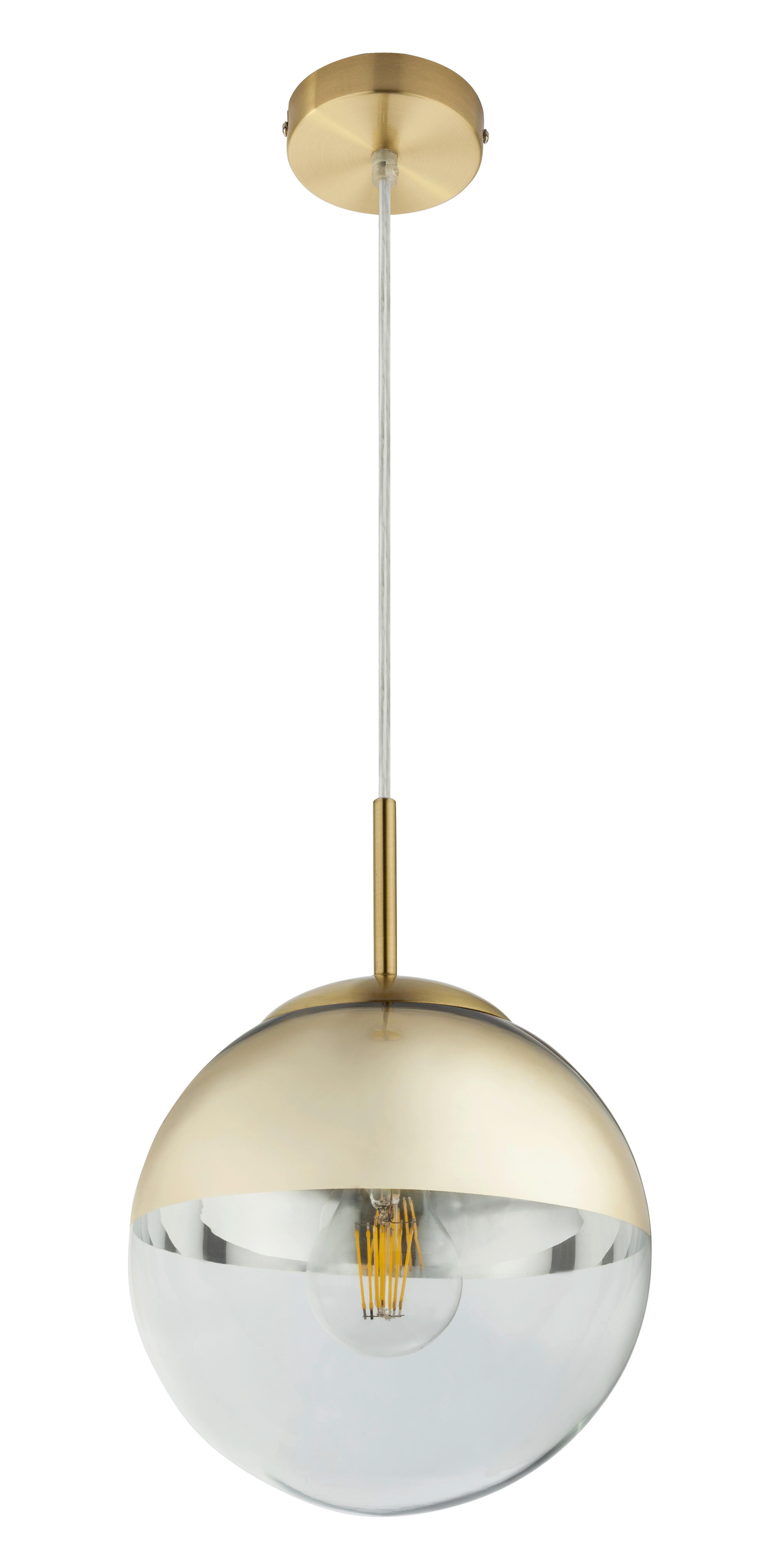 Hängeleuchte Varus in Godlfarben max. 40 Watt - Transparent/Goldfarben, Design, Glas/Metall (20/120cm) - Globo