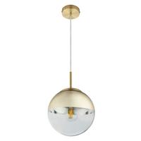 Hängeleuchte Varus in Godlfarben max. 40 Watt - Transparent/Goldfarben, Design, Glas/Metall (20/120cm) - Globo