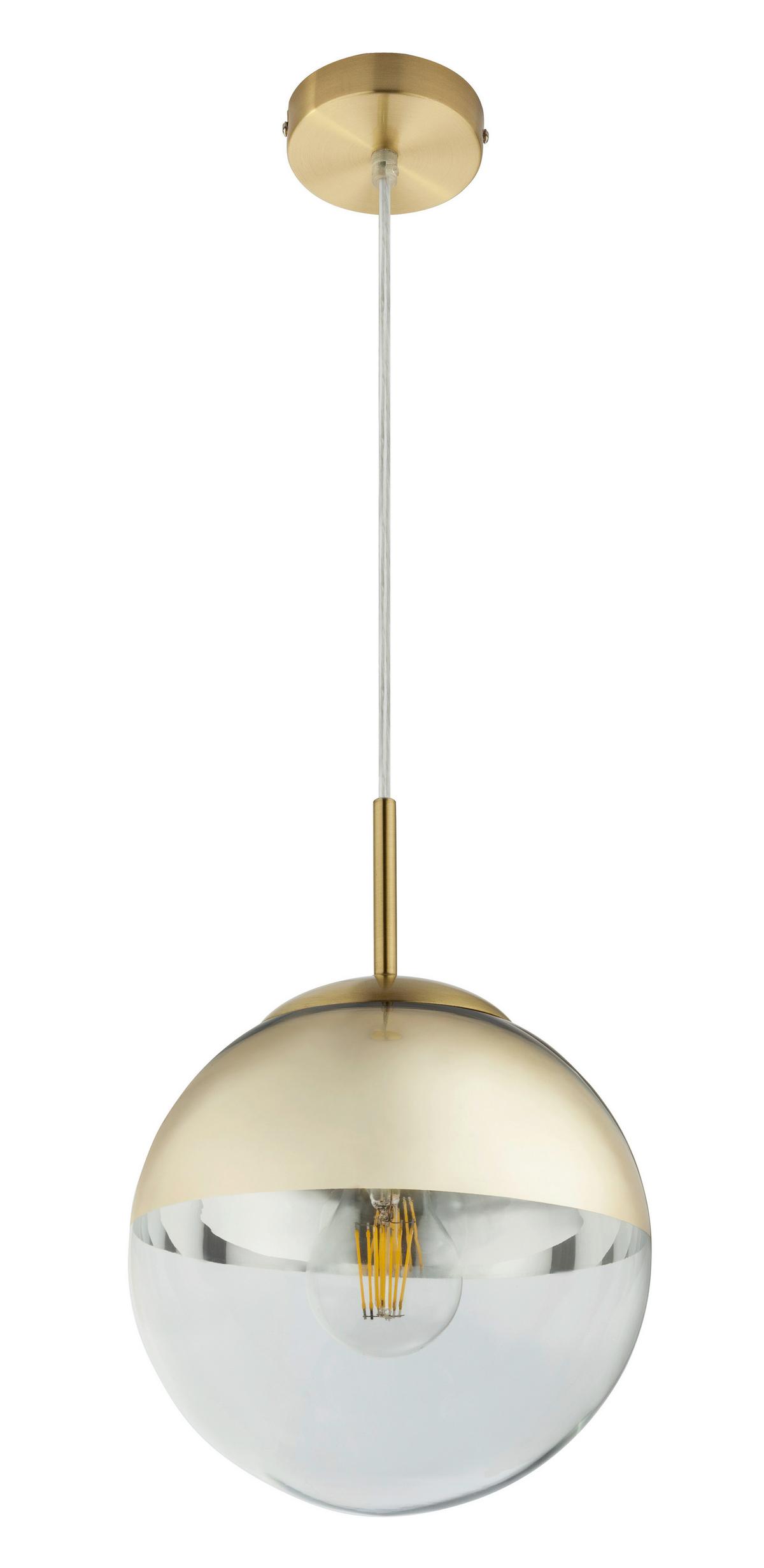 Hängeleuchte Varus in Godlfarben max. 40 Watt - Transparent/Goldfarben, Design, Glas/Metall (20/120cm) - Globo