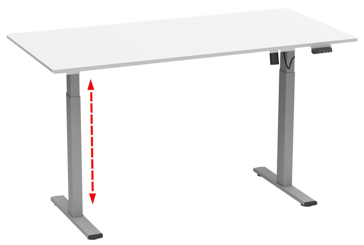 Dvižna Miza E-lona, Bela, Srebrna, 140x50cm - srebrne barve/bela, Design, kovina/leseni material (140/50/71cm) - MID.YOU