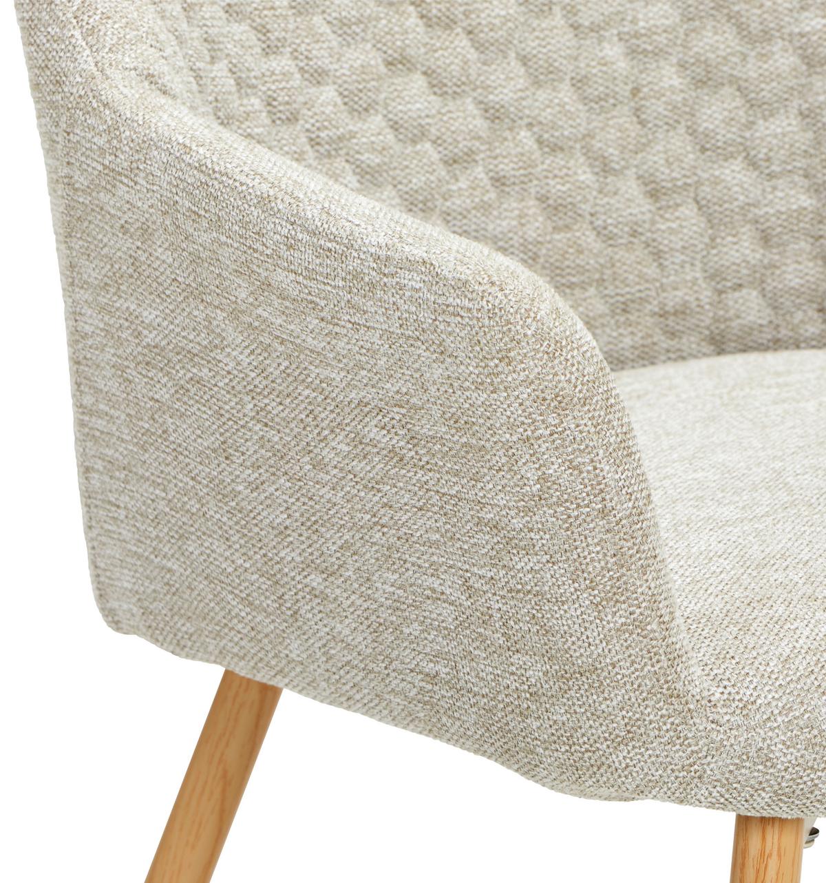 KRZESŁO Z PODŁOKIETNIKAMI LARA - beżowy/kolor dębowy, Konventionell, metal/drewno (56,5/80/58cm) - Livetastic