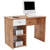 Masă de birou Kubek - alb/culoare lemn stejar, Modern, material pe bază de lemn (110/75/50cm) - Best Price