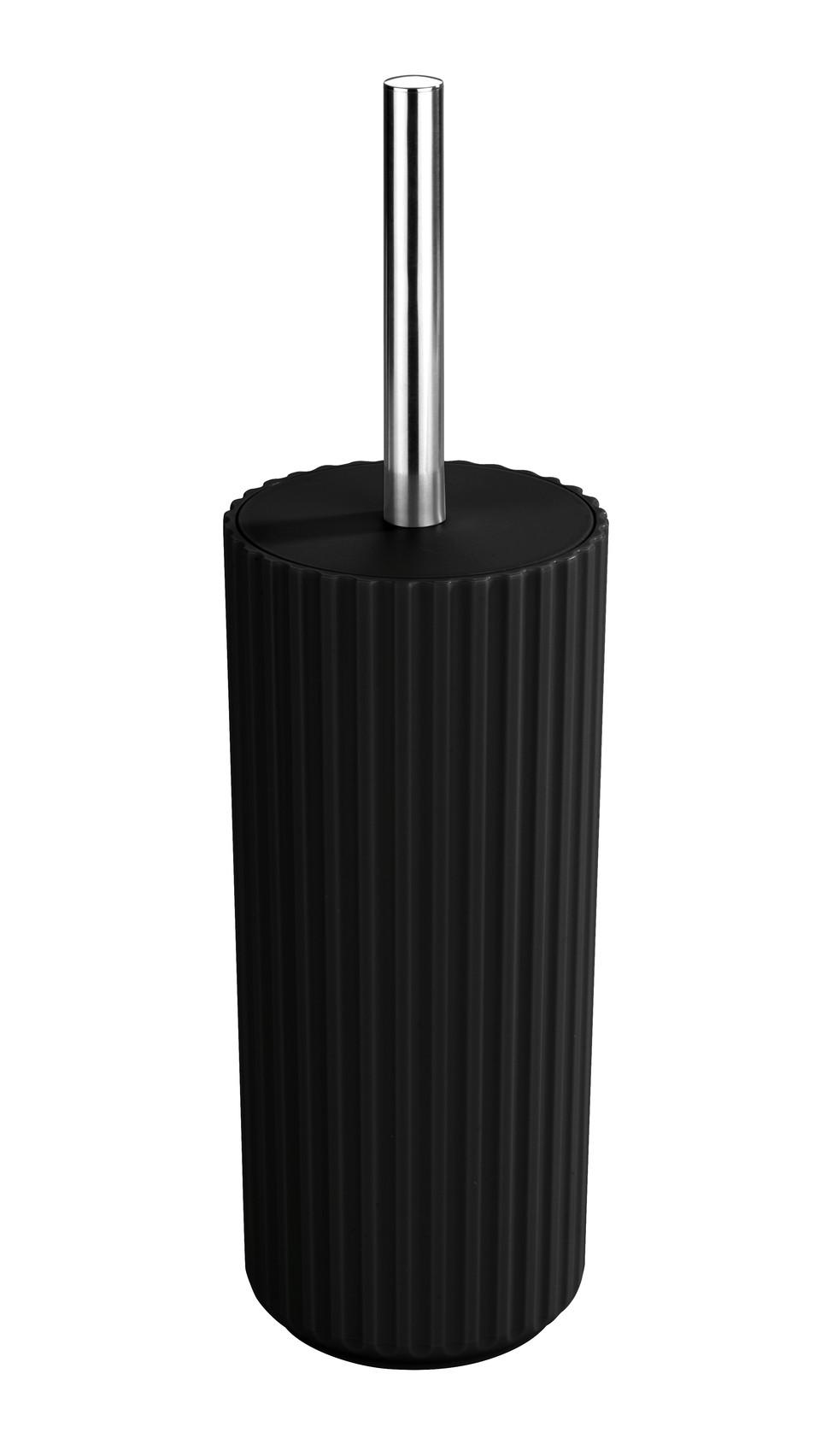 Garnitură perie de WC Allstar Minas - argintiu/negru, Modern, plastic (10cm) - Wenko