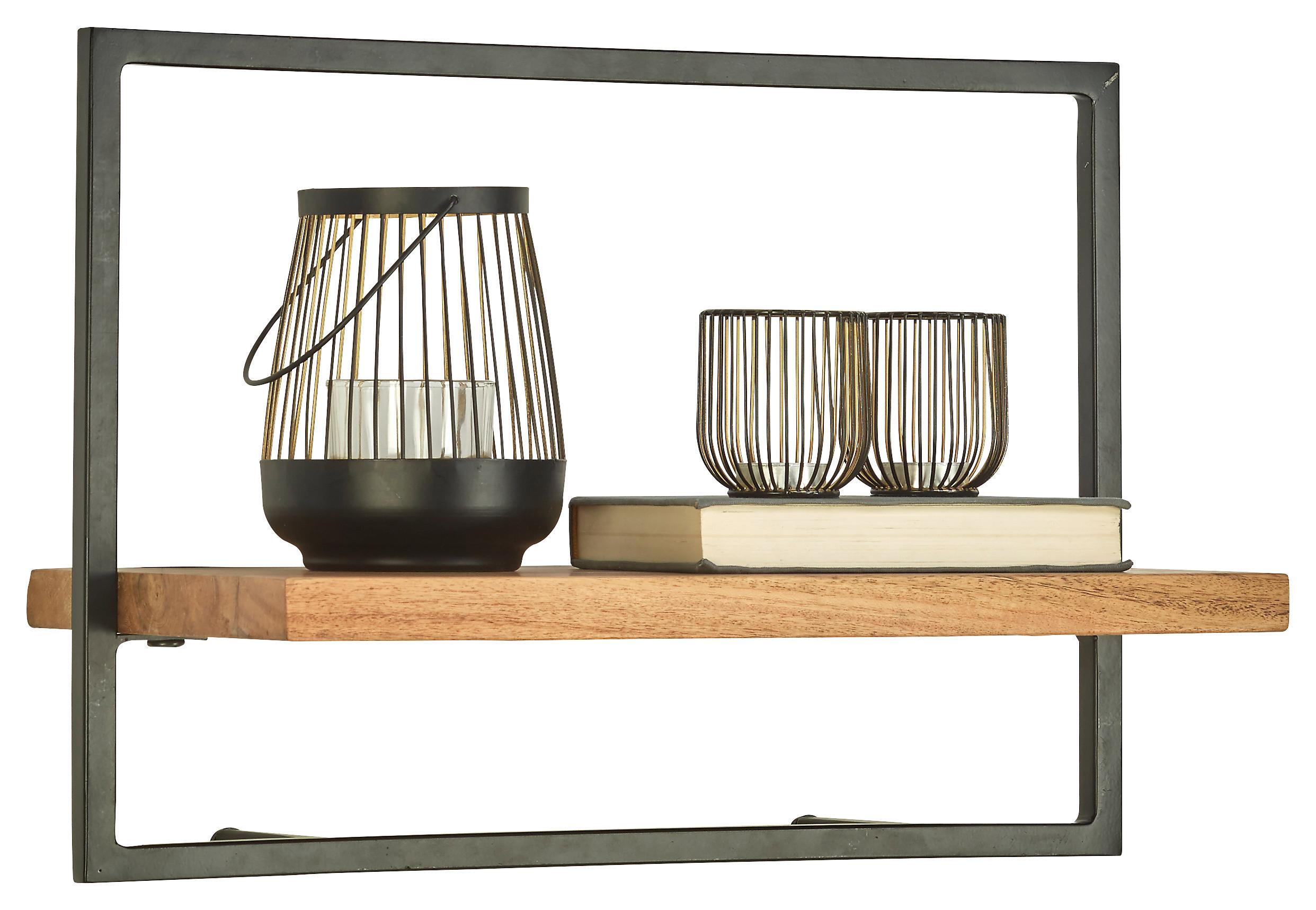 REGAŁ ŚCIENNY VALO - kolor akacjowy/czarny, Trend, metal/drewno (50/35/25cm) - Landscape