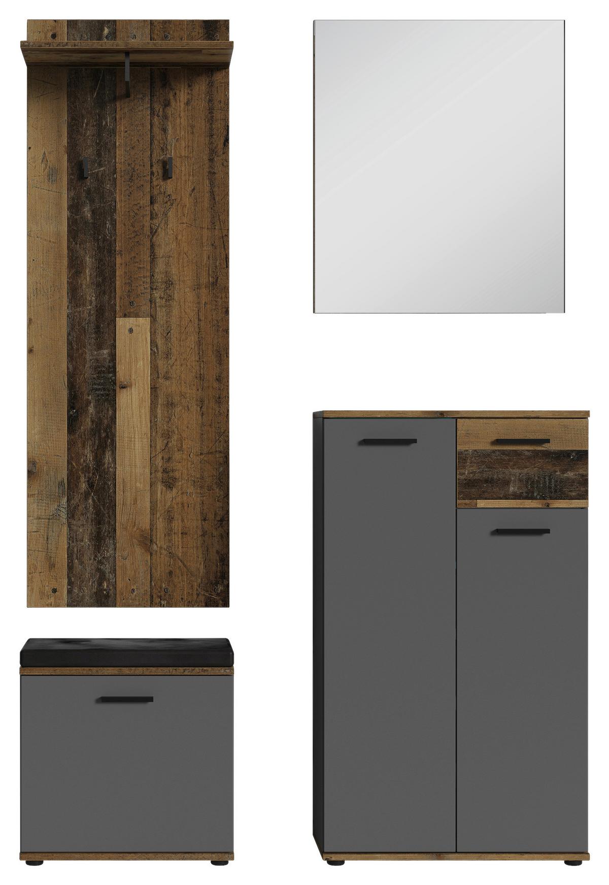 Garderobenbank Jakob ca. 48,5x49x30cm Anthrazit,Schwarz - Alteiche/Anthrazit, LIFESTYLE, Holzwerkstoff (48,5/49/30cm) - MID.YOU