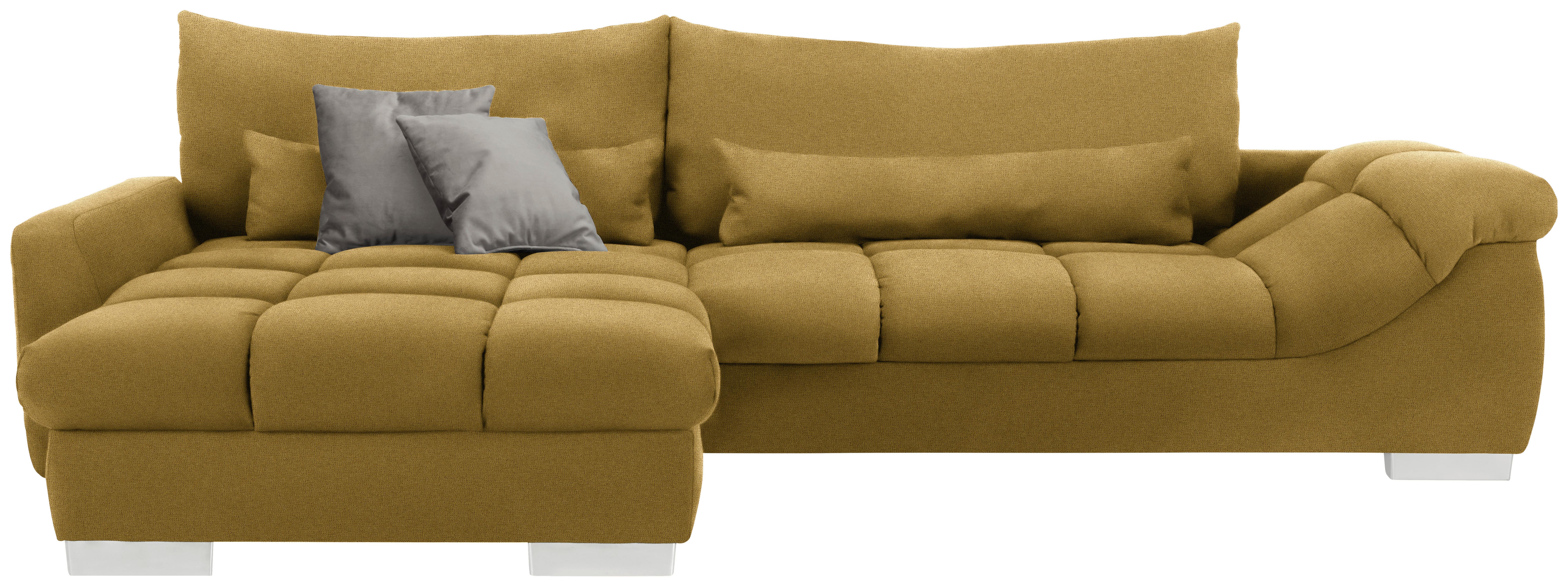 Wohnlandschaft Waikiki Currygelb - Currygelb/Chromfarben, KONVENTIONELL, Kunststoff/Textil (337/69/228cm) - Mömax