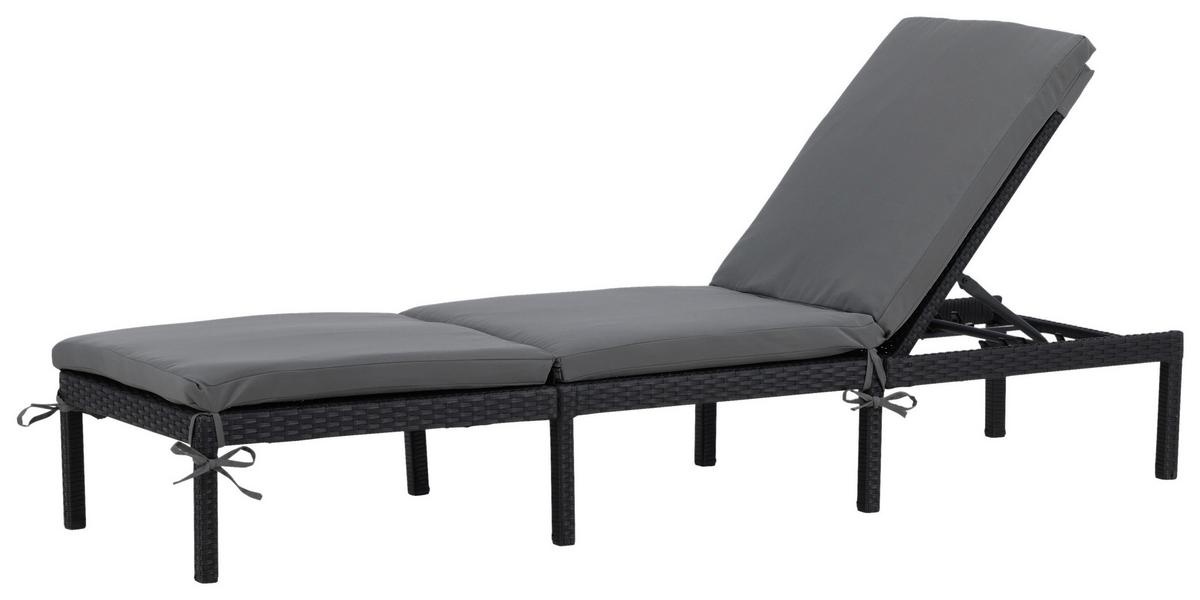 Sonnenliege Bilbao ca. 59x84x198 cm Schwarz - Schwarz, KONVENTIONELL, Kunststoff (59/84/198cm) - Gardenson