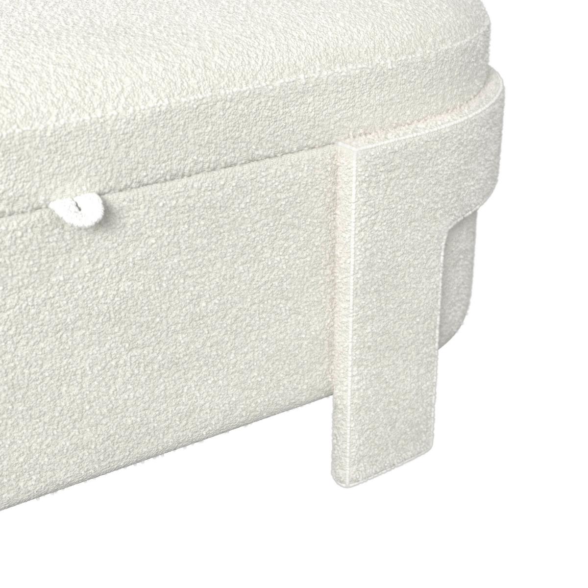 Hockerbank Benji Elfenbein Bouclé Gepolstert mit Stauraum - Elfenbein, MODERN, Holz/Textil (125/51/49cm) - Bessagi Home