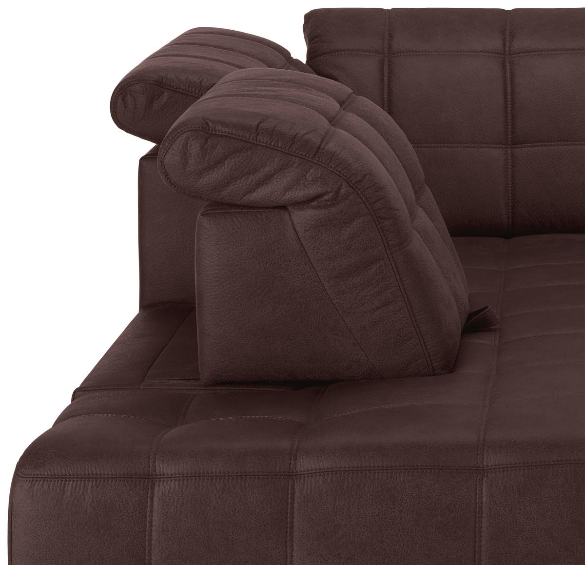 Ecksofa Panama links Braun - Schwarz/Braun, KONVENTIONELL, Textil/Metall (216/89-102/304cm) - Premium Living