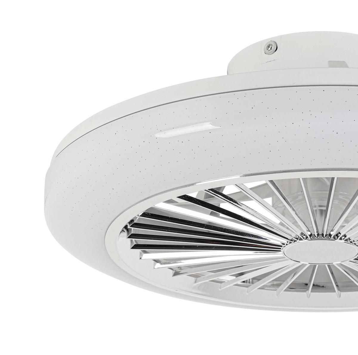 Deckenventilator Tuio Weiß/Chromfarben max. 0,07 W - Chromfarben/Weiß, MODERN, Kunststoff (45/16cm) - Mömax
