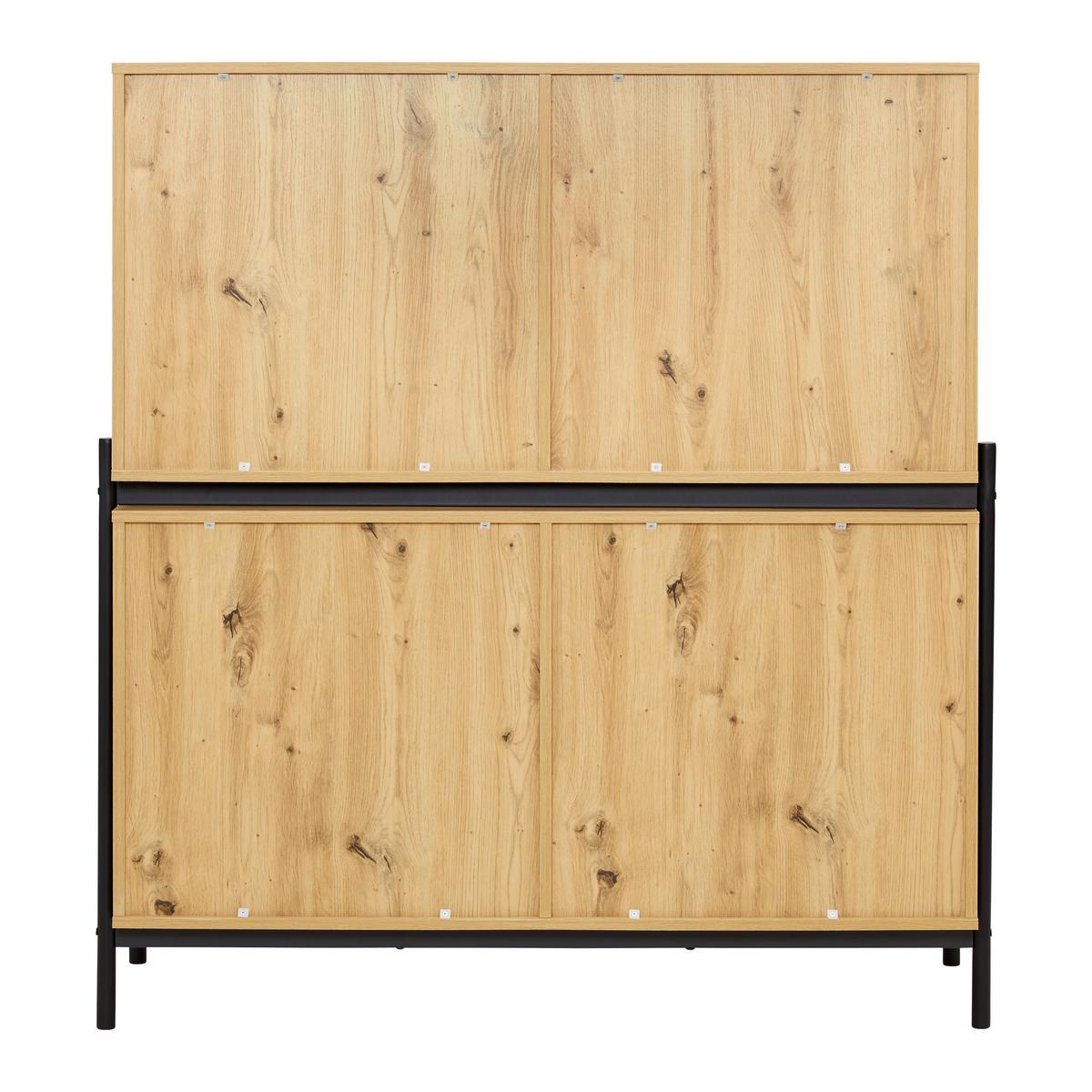 Comodă înaltă JASMINA - culoare lemn stejar/negru, Modern, lemn/metal (118/131/41,5cm) - Bessagi Home