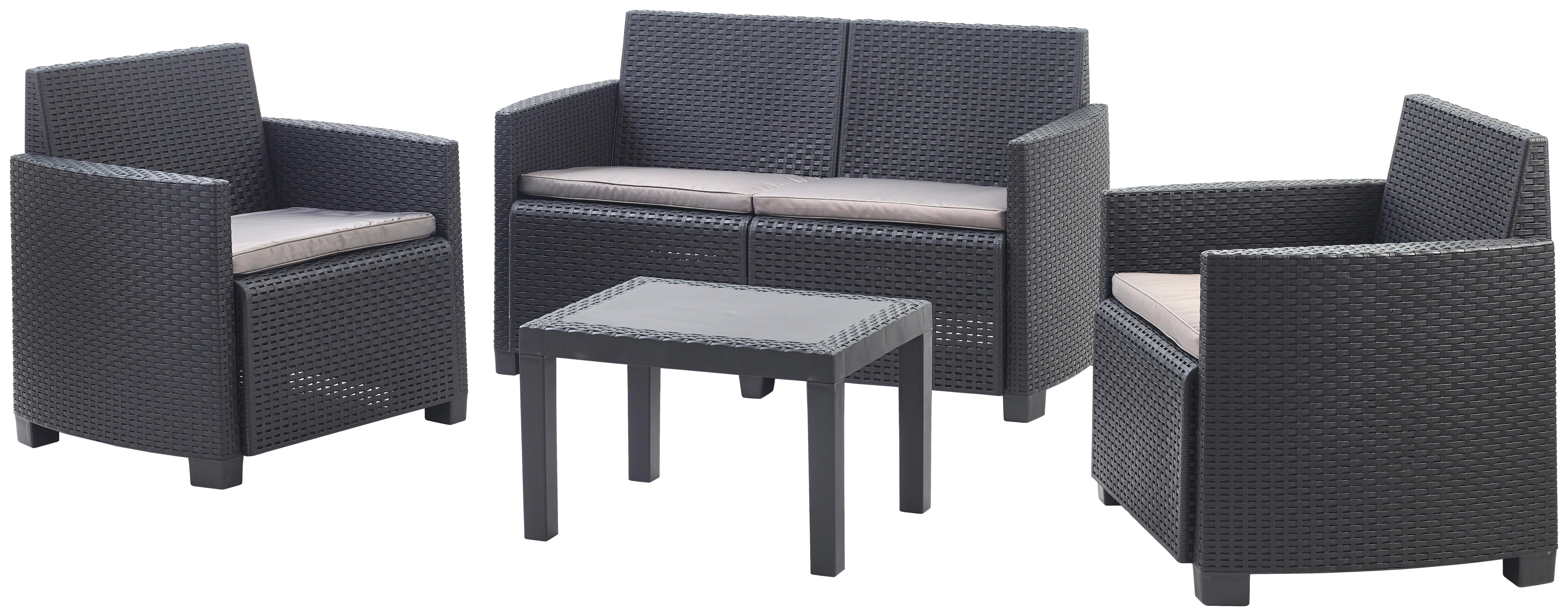 Lounge Garnitúra Arena - Antracit, modern, Műanyag (53/53/40cm) - Modern Living