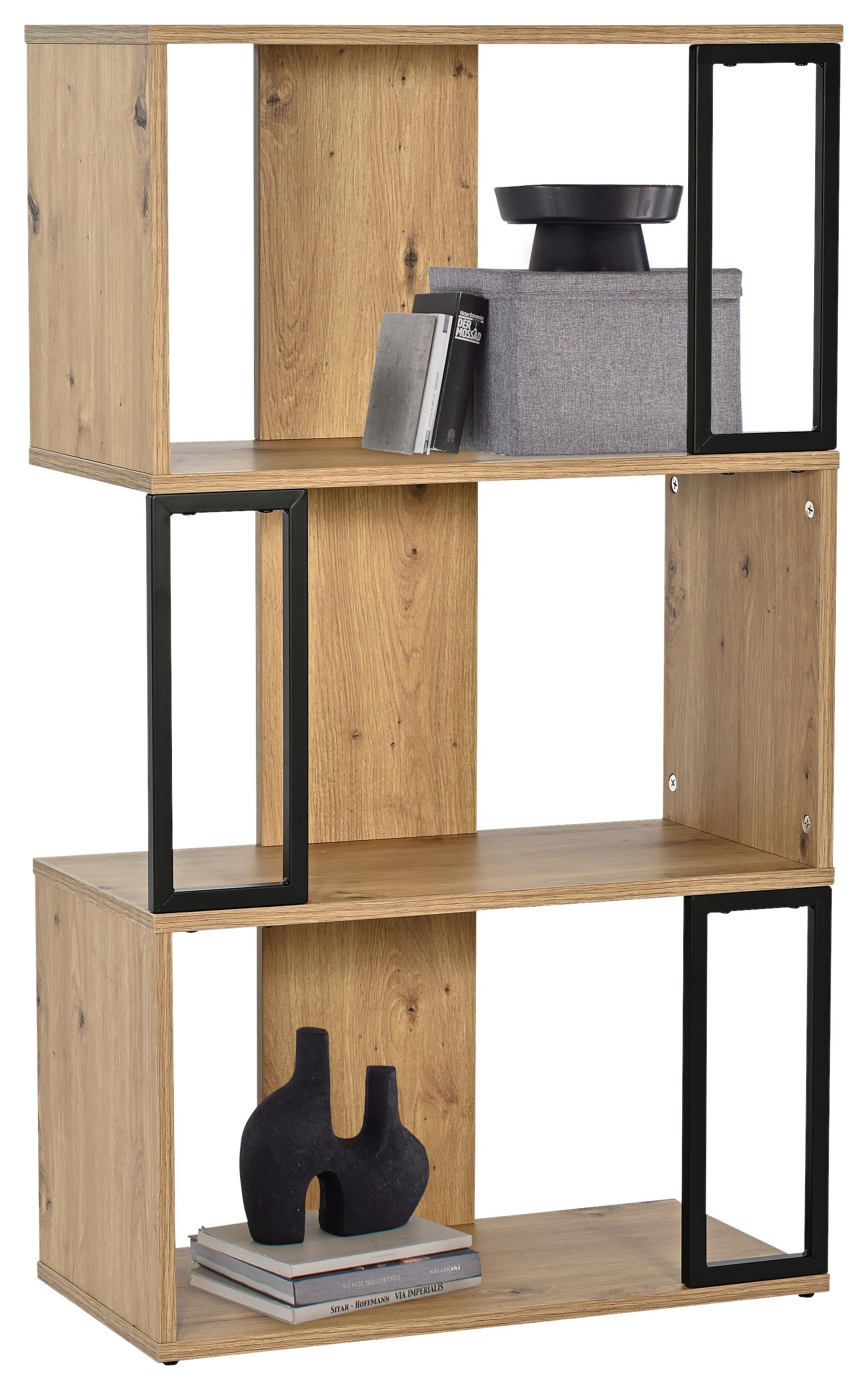 Etajeră MARBELLA -EXKLUSIV- - stejar Artisan/negru, Modern, metal/material pe bază de lemn (60/106/30cm) - Modern Living