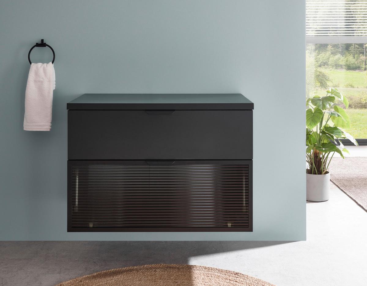 Mosdó Alatti Szekrény Diosa - fekete, Konventionell, faalapú anyag/üveg (80/55/46cm) - home24