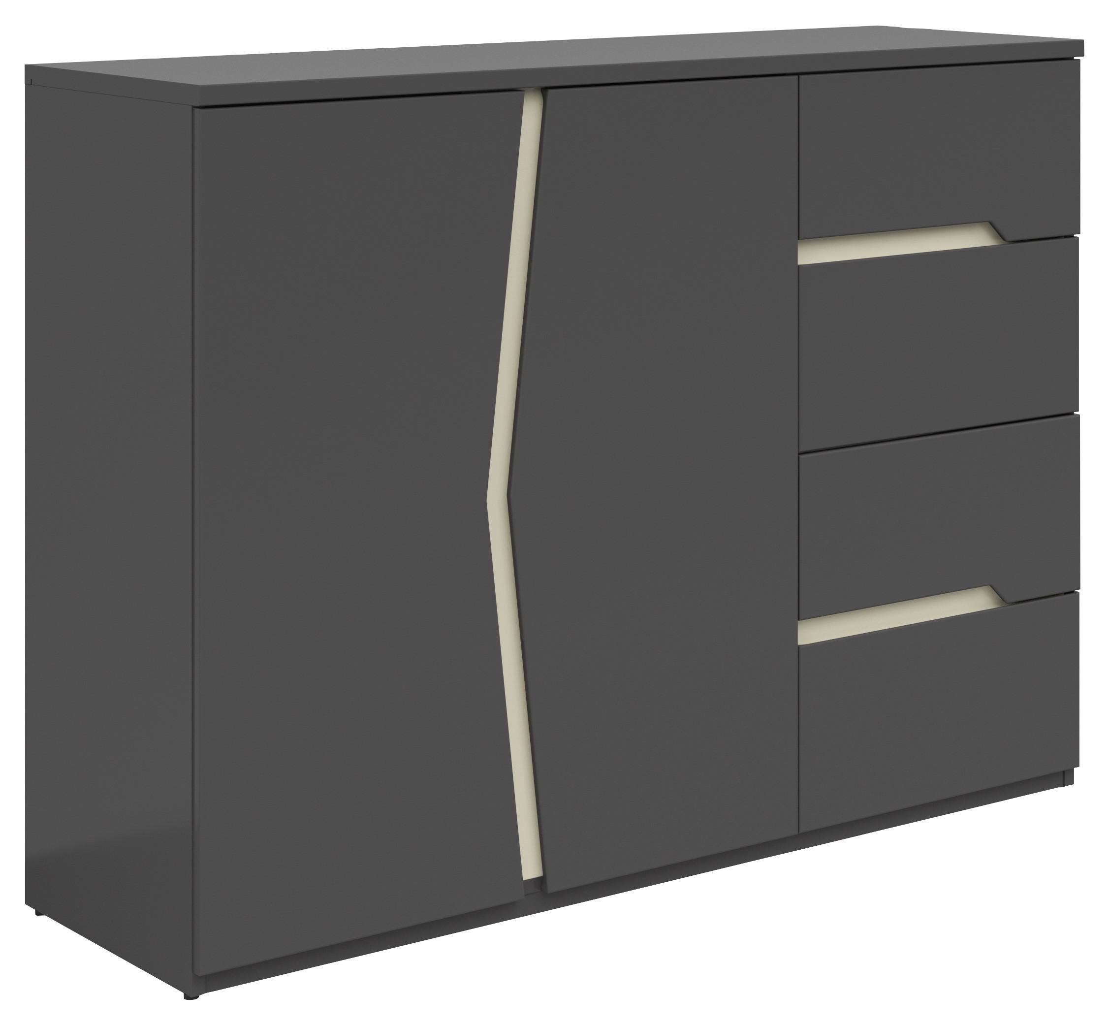 Sideboard Manhatten in Grau/Graphitfarben - Graphitfarben/Schwarz, Modern, Holzwerkstoff/Kunststoff (124/95/42cm) - Premium Living