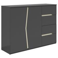 Sideboard Manhatten in Grau/Graphitfarben - Graphitfarben/Schwarz, Modern, Holzwerkstoff/Kunststoff (124/95/42cm) - Premium Living