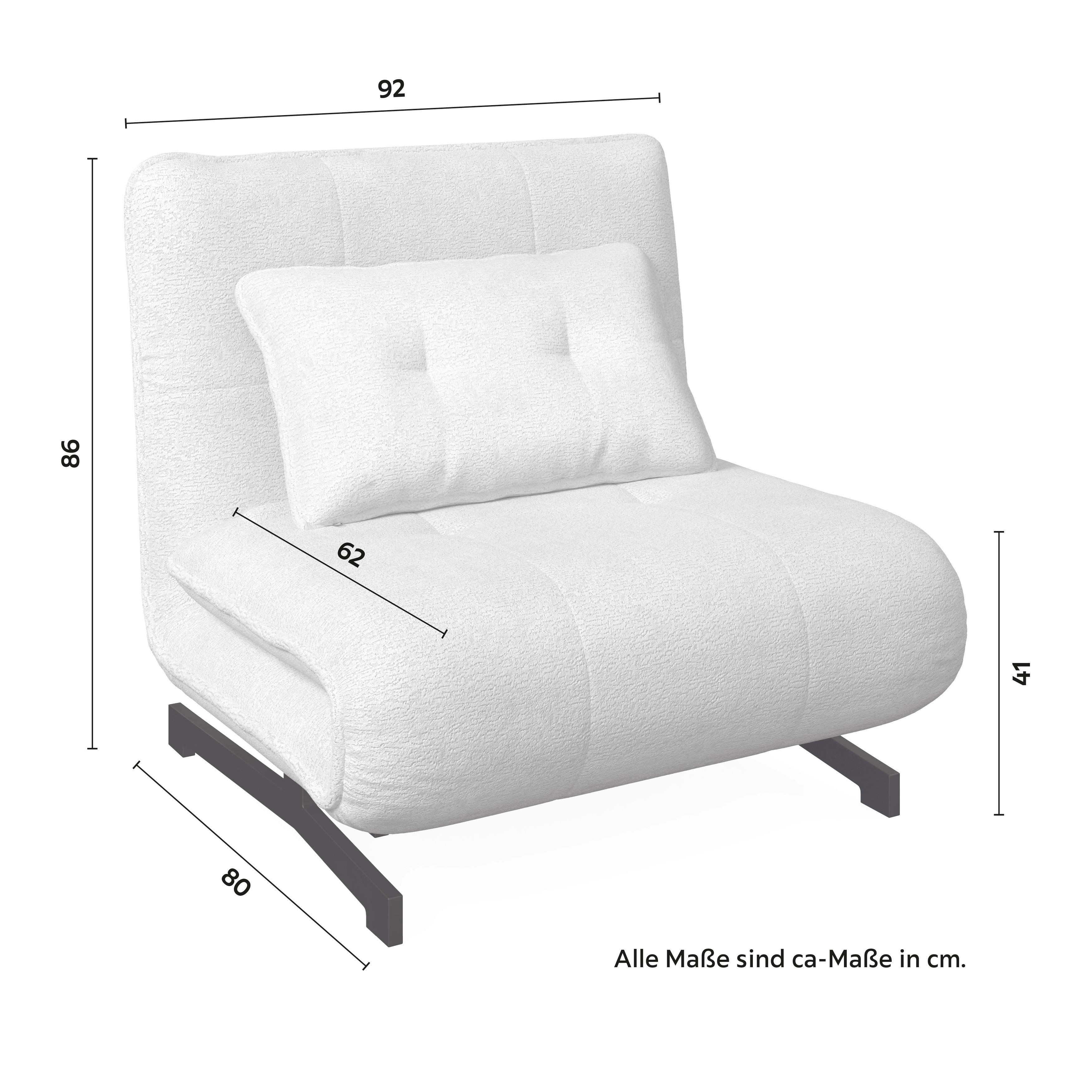 BÄDDFÅTÖLJ LUNA - vit/svart, Modern, metall/textil (92/86/80cm) - Bessagi Home