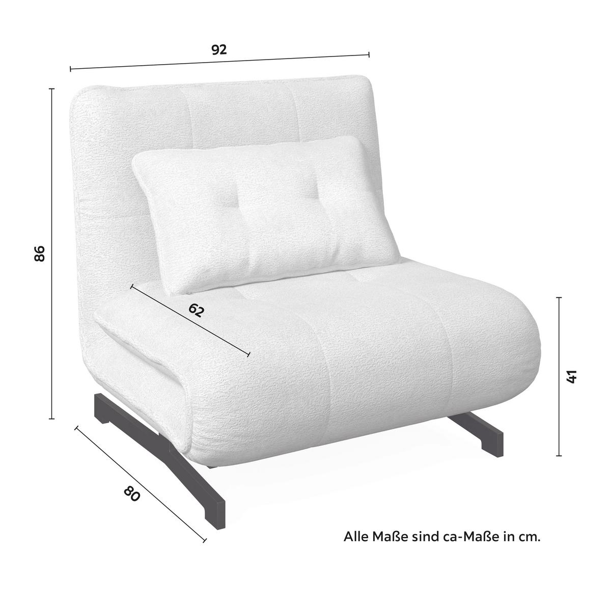 Schlafsessel Luna Weiß Bouclé - Schwarz/Weiß, MODERN, Textil/Metall (92/86/80cm) - Bessagi Home