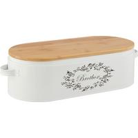 Brotbox Lore aus Metall in Weiß - Weiß/Naturfarben, ROMANTIK / LANDHAUS, Holz/Metall (43,5/20,5/13cm) - Zandiara