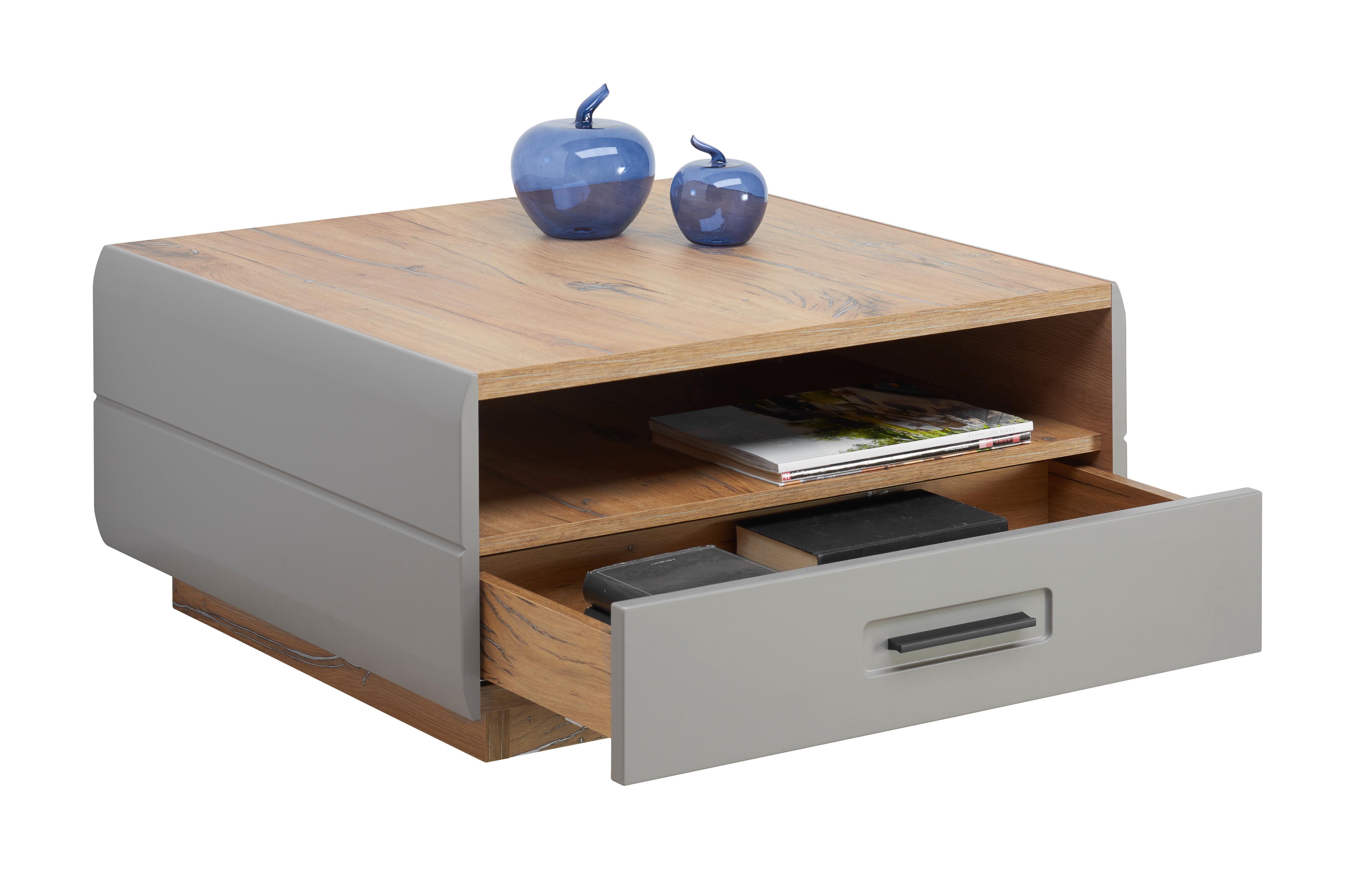 Klubska Mizica Auris, Sivorjava, Barva Hrasta - Moderno, umetna masa/leseni material (75/38,5/75cm) - Modern Living