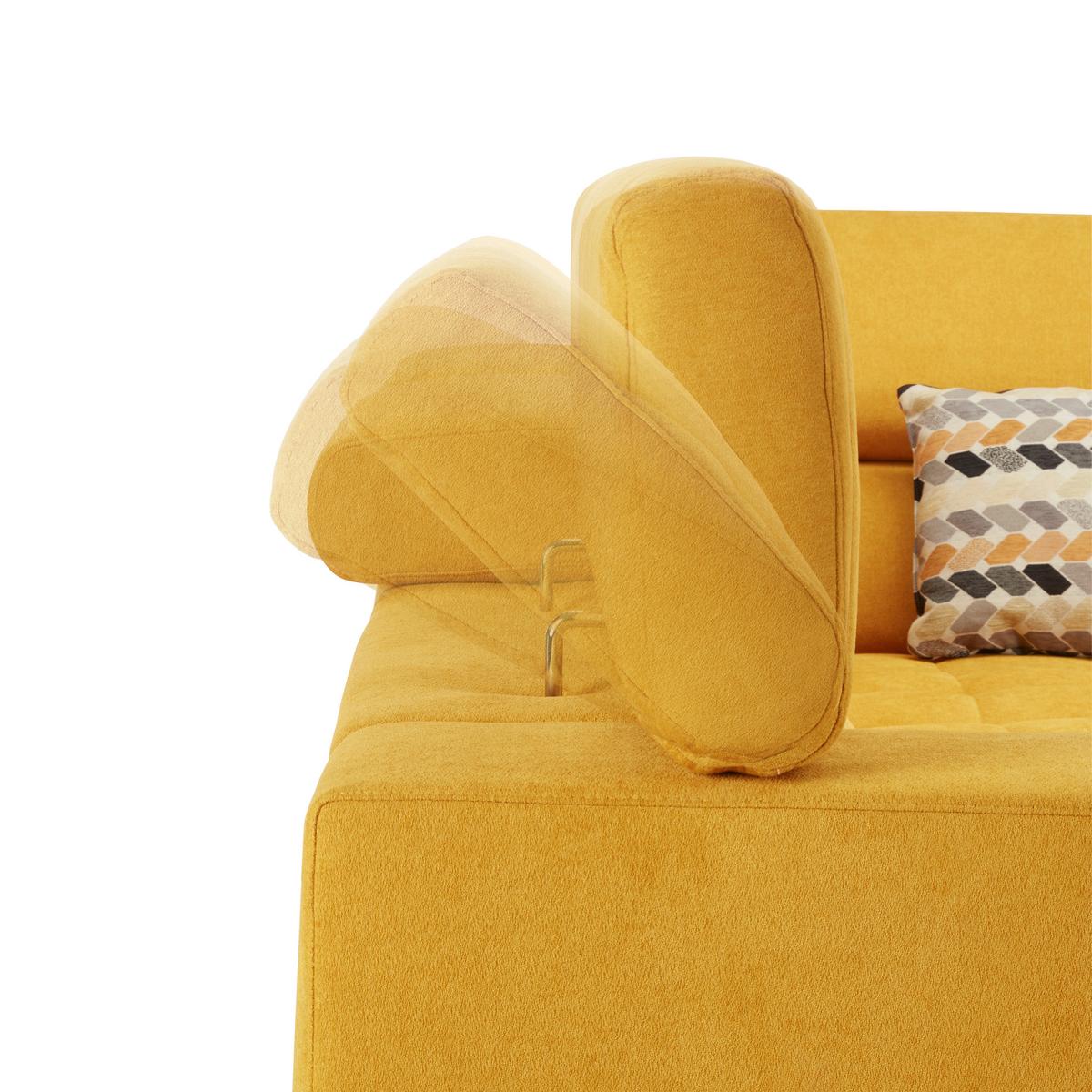 Ecksofa in Gelb - Gelb/Schwarz, Modern, Textil (295/201cm) - Premium Living