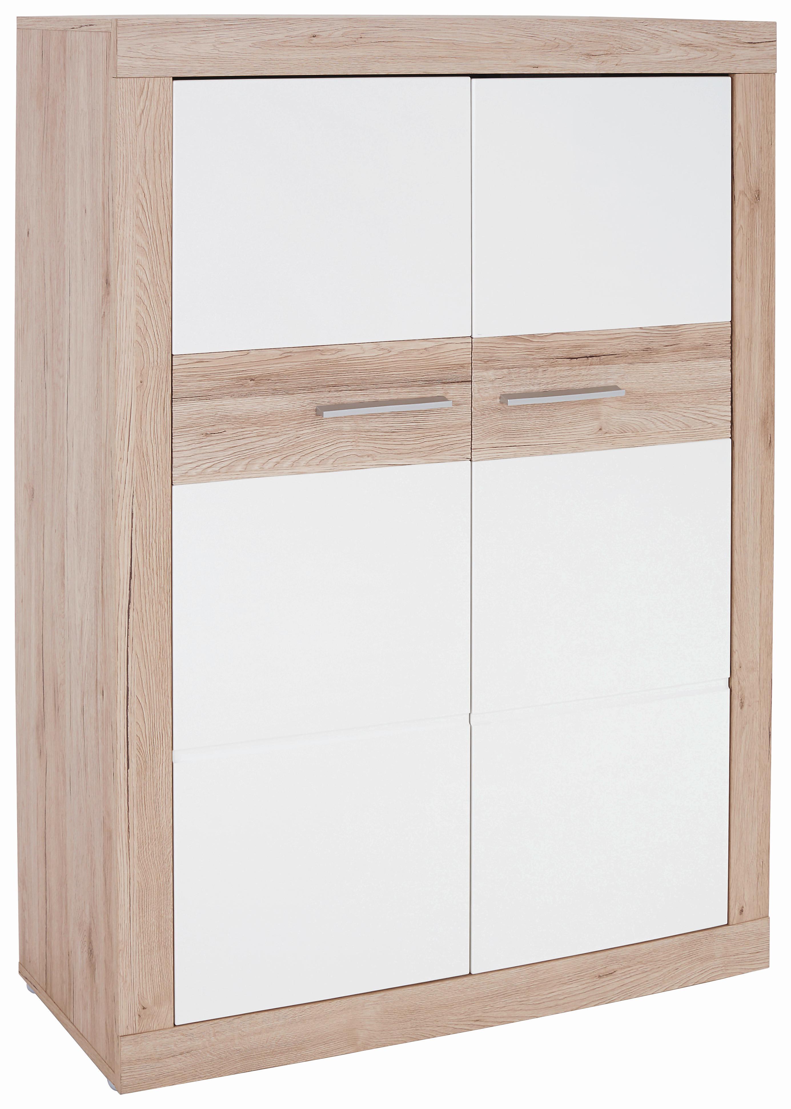 Comodă înaltă Malta - alb/culoare lemn stejar, Modern, lemn (96/132/35cm) - Modern Living