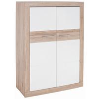 Komoda Malta - bijela/boje hrasta, Moderno, drvo/plastika (96/132/35cm) - Modern Living
