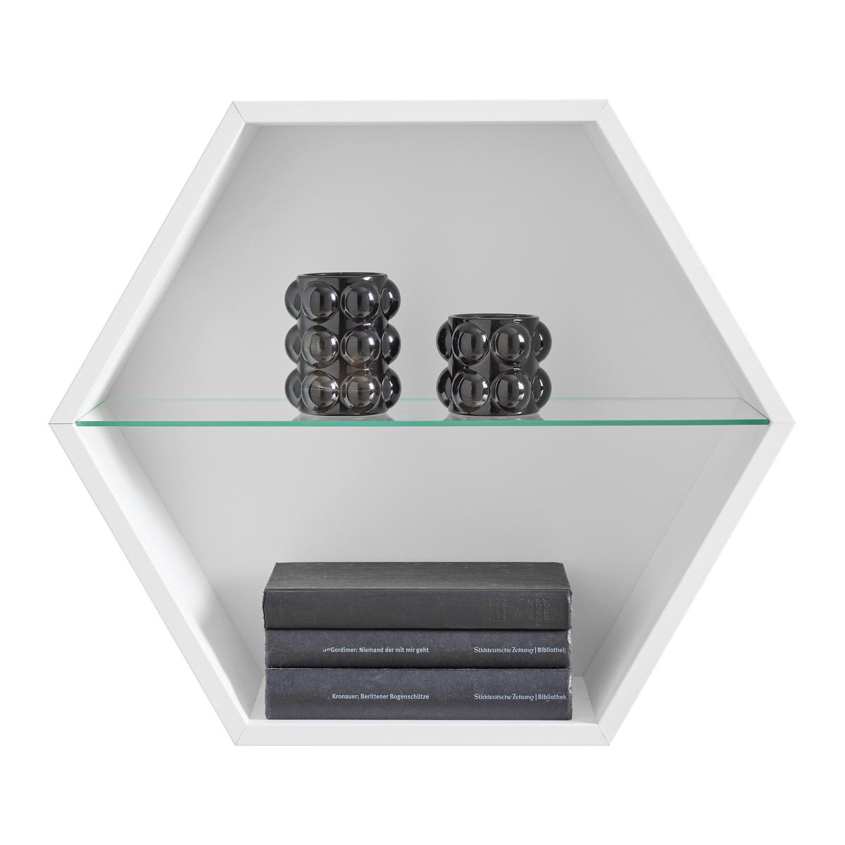 Etajeră de perete EDGE - alb, Modern, material pe bază de lemn (51/44/19cm) - Modern Living