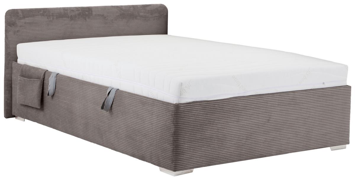 Bett Remi Grau ca. 140x200cm - Chromfarben/Naturfarben, KONVENTIONELL, Holz/Kunststoff (140/200cm) - Mömax