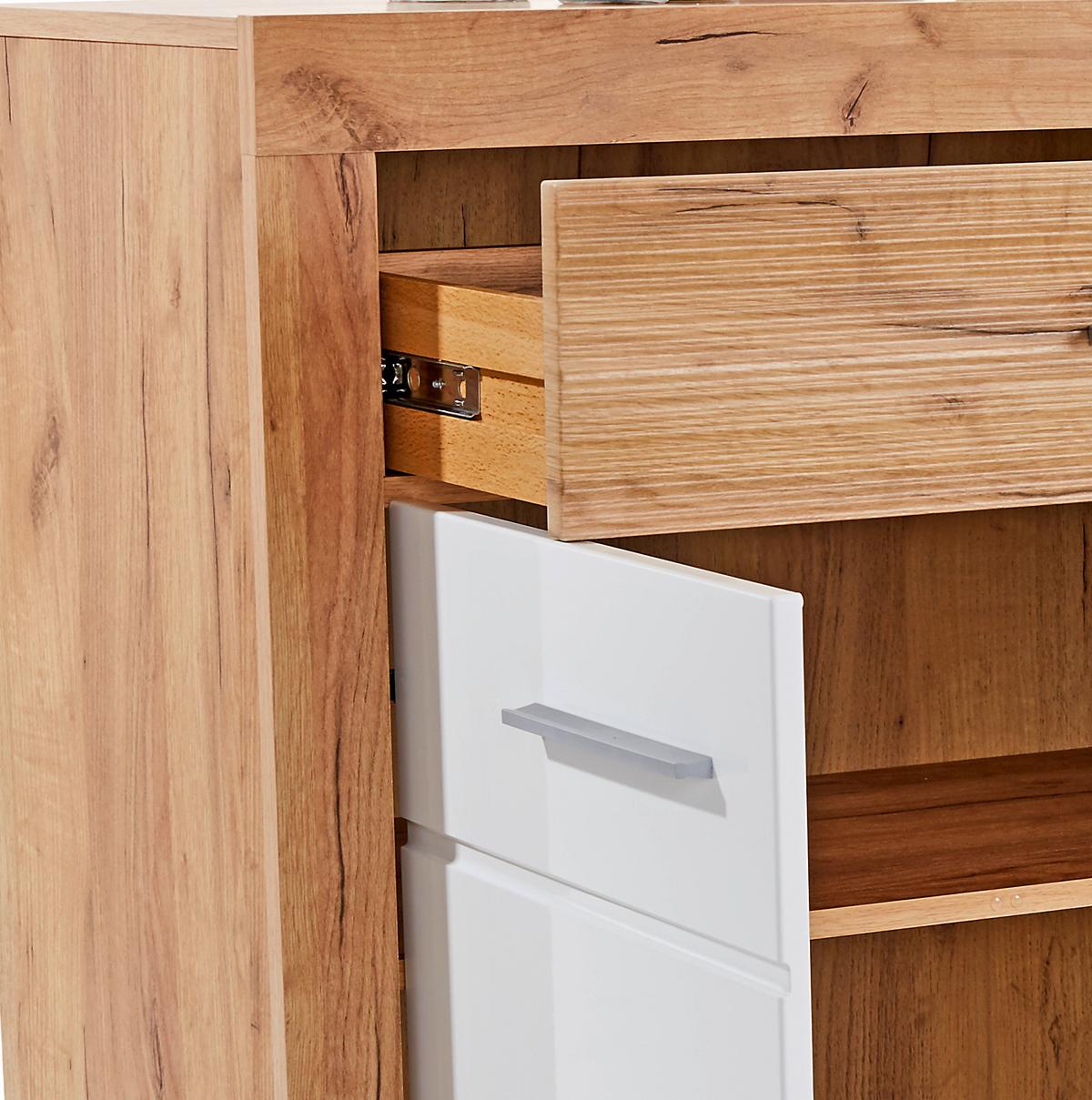 Comodă Malta - alb/culoare lemn stejar, Modern, material pe bază de lemn (96,4/86/39,9cm) - Modern Living