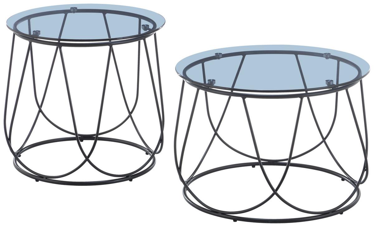 Măsuță de cafea FLOWER - negru, Modern, sticlă/metal (60/50/41/45/60/50cm) - Modern Living