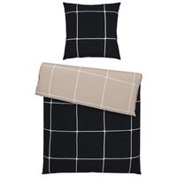 Bettwäsche Linnea Wende XL Schwarz/Greige ca. 155x220cm - Greige/Schwarz, MODERN, Textil (155/220cm) - Modern Living
