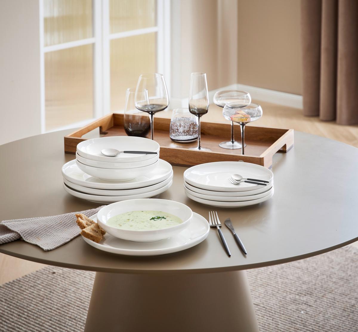 SERWIS OBIADOWO-ŚNIADANIOWY 26245 - biały, Design, ceramika - Novel