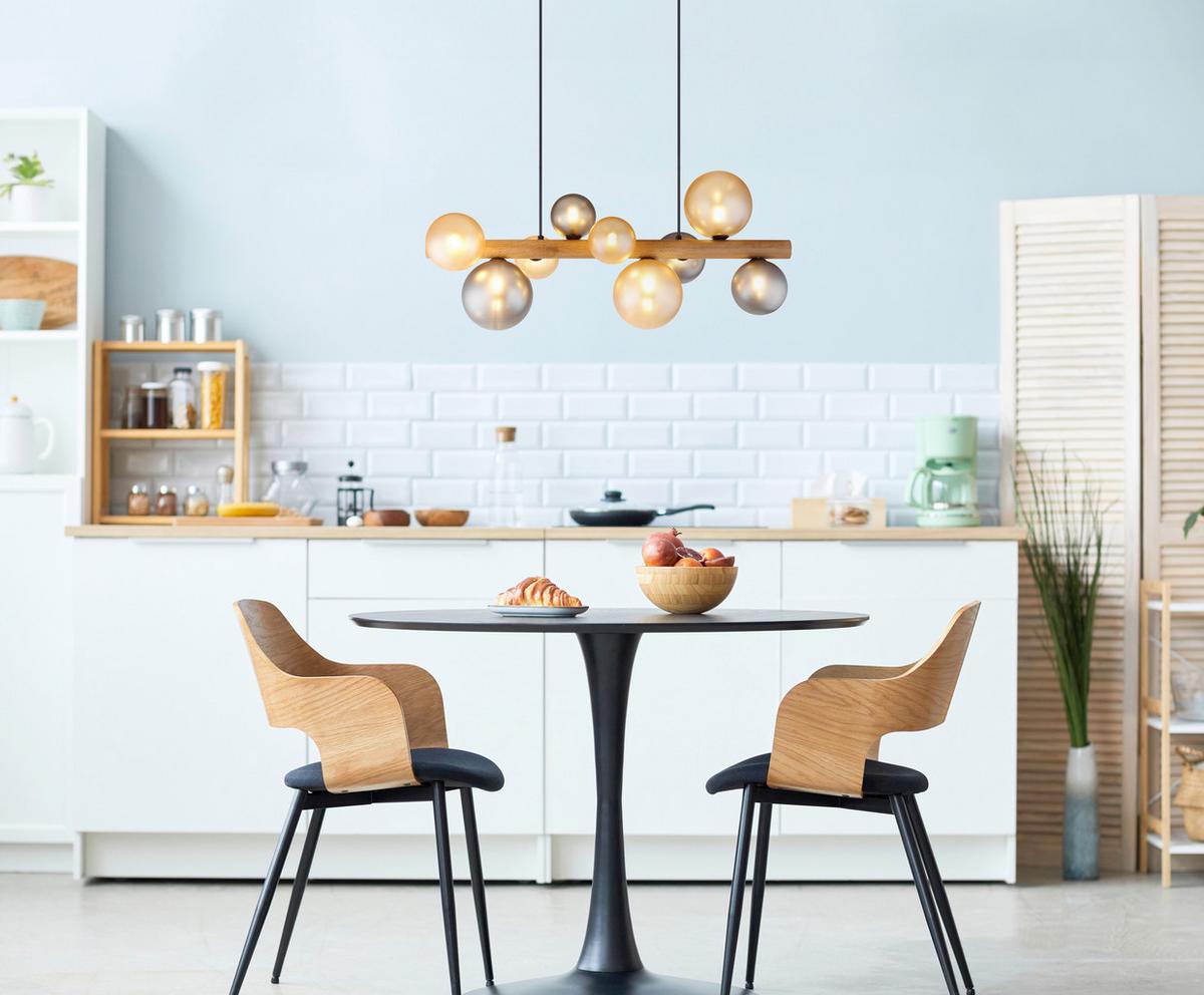 Viseća Svjetiljka Riha - narančasta/tamno smeđa, Basics, staklo/drvo (78/29/150cm) - Globo